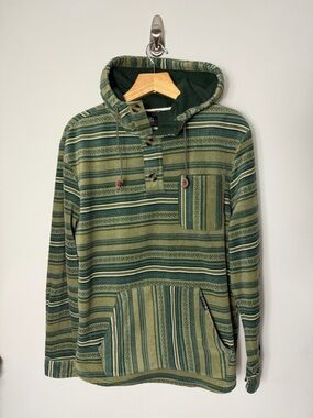 Levitate Men’s Baja Pullover Green Fleece Hoodie Patterned Size XL *A